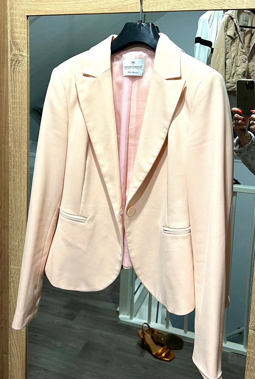 Zalm roze crepe blazer Rinascimento, Ophalen of Verzenden, Zo goed als nieuw, Maat 38/40 (M), Roze