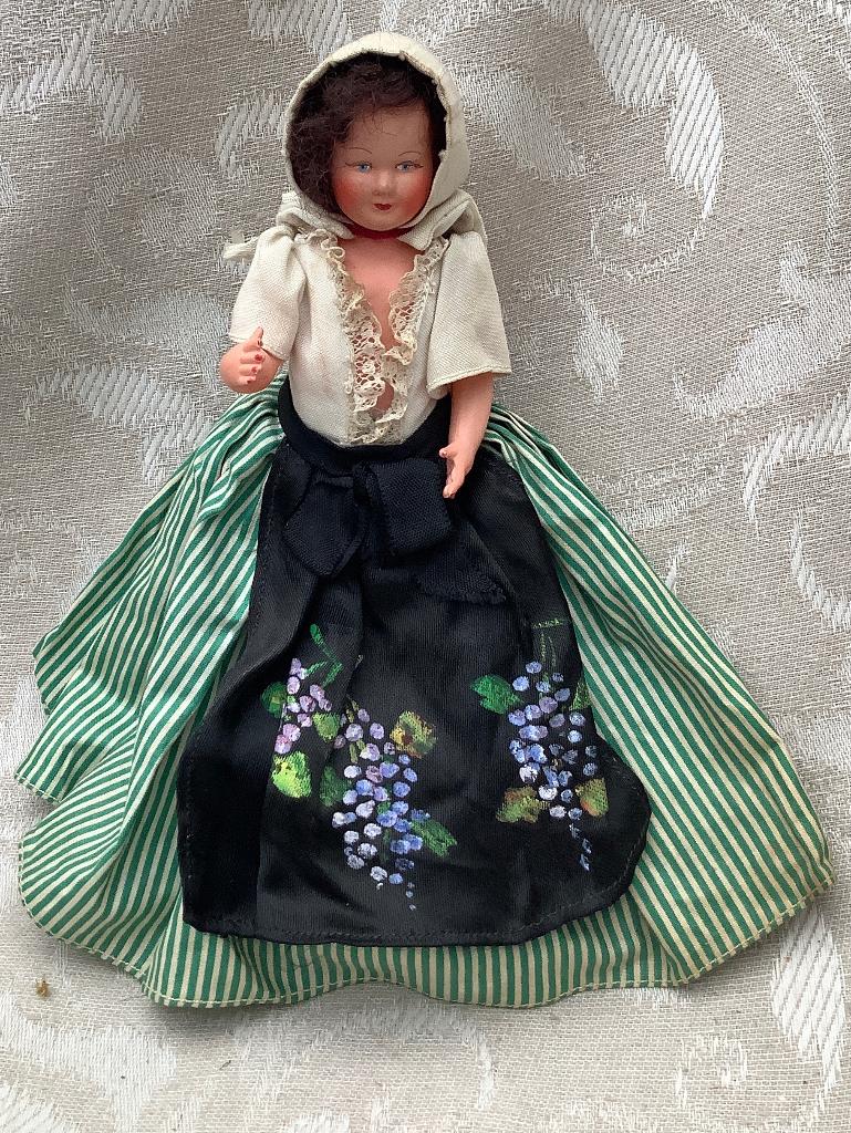 Vintage pop, jaren ‘50-‘60, Bretons, Frankrijk, 20 cm, Verzamelen, Poppen, Ophalen of Verzenden, Zo goed als nieuw, X, Pop
