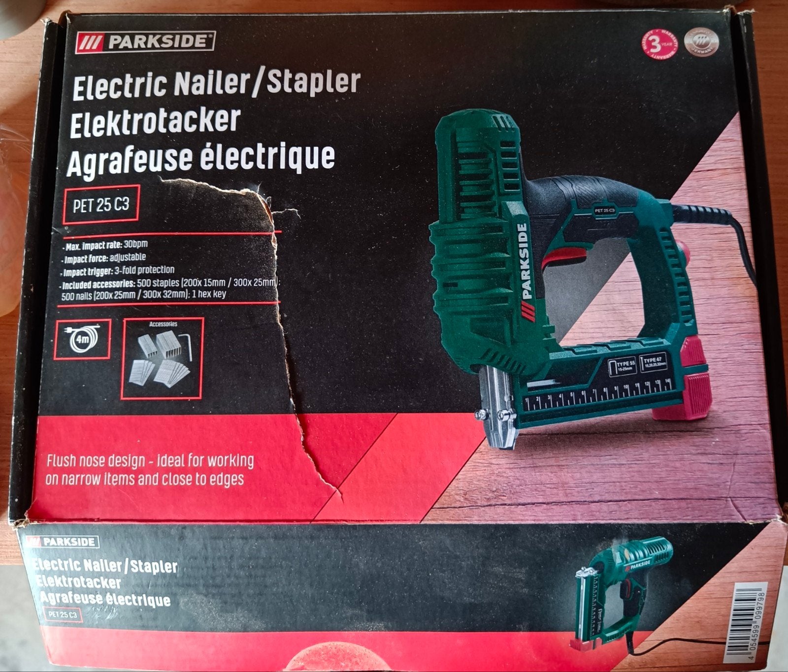 Parkside Elektrische Tacker / Nietmachine PET 25 C3, Ophalen of Verzenden, Zo goed als nieuw, Tacker/nietmachine, Parkside