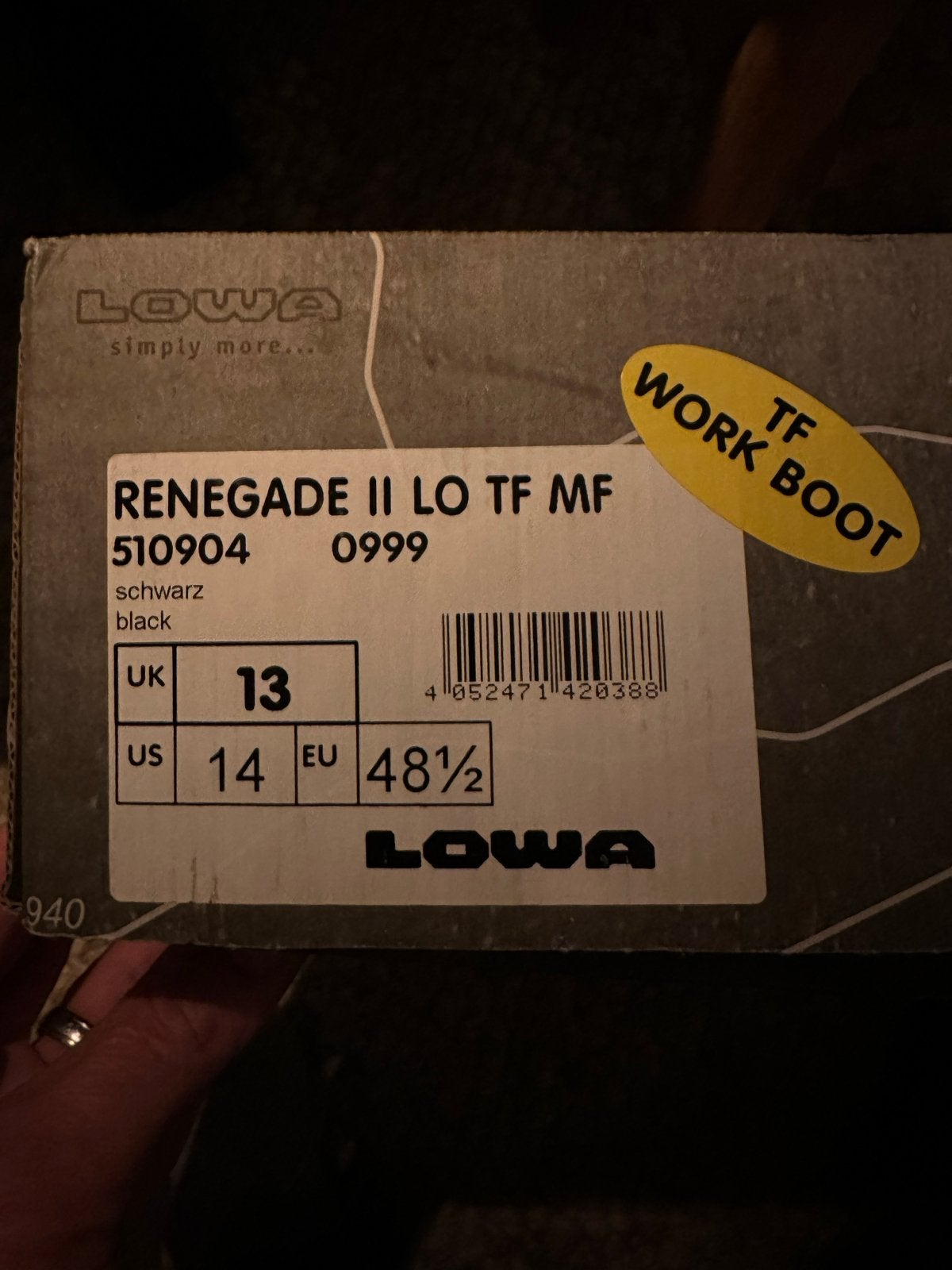 Lowa Renegade II LO TF MF Werkschoenen - Maat 48.5, Ophalen of Verzenden, Nieuw, Zwart, Werkschoenen