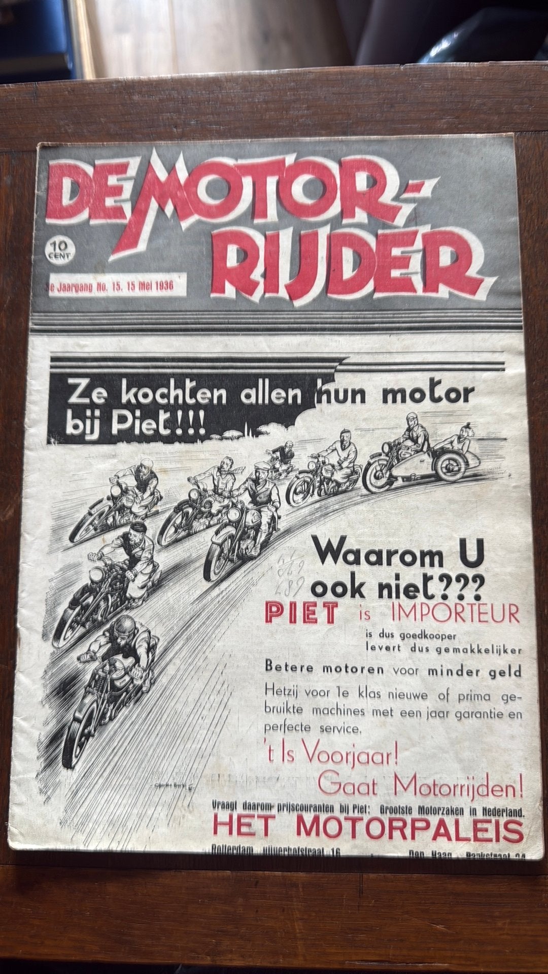 De Motorrijder - 15 mei 1936 - Oud tijdschrift met advertent, Boeken, Motoren, Ophalen of Verzenden, Gelezen, Algemeen