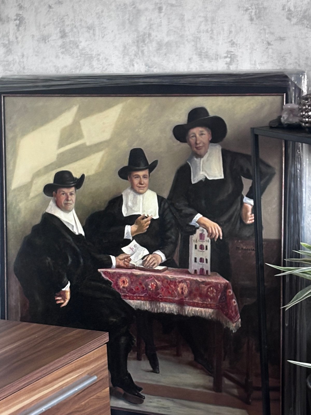 Marten Huitsing olieverf 80/80 cm, Paneel, Abstract, Portret of Personen, Olieverf