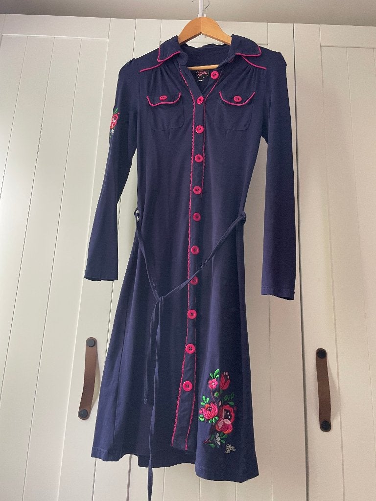 jurk tante Betsy maat S, Kleding | Dames, Blauw, Ophalen of Verzenden, Zo goed als nieuw, Knielengte