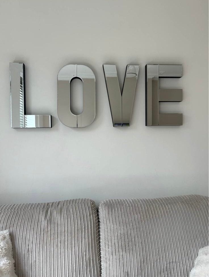 Spiegel 'LOVE' wanddecoratie  HEAVY, Ophalen, Zilver, Decoratieobject, Zo goed als nieuw
