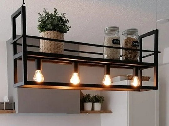 Hanglamp zwart met rek, Ophalen, Zo goed als nieuw, Metaal, Modern