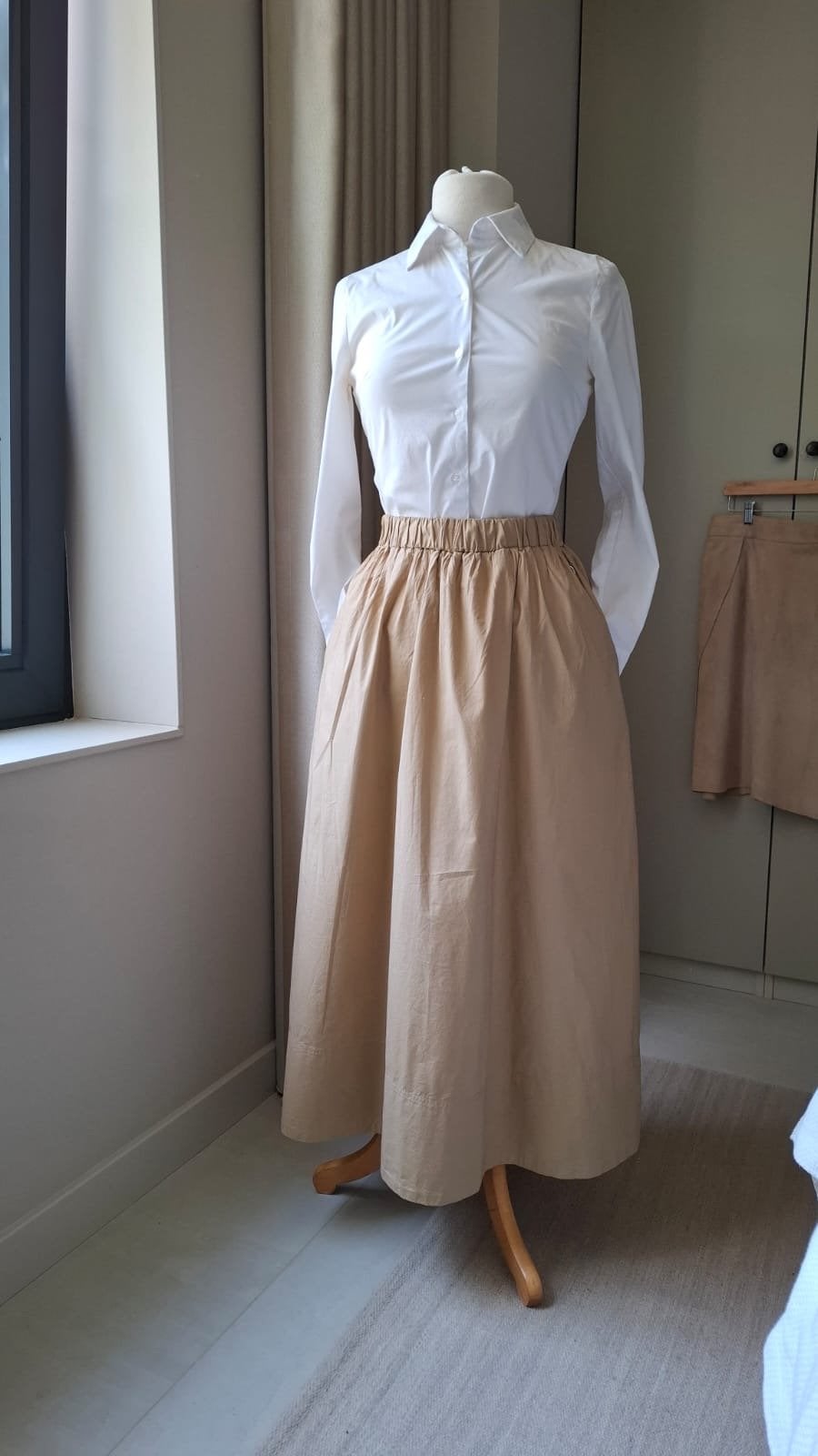 Silvercreek beige maxirok met zijsplitten - Maat XS, Verzenden, Beige, Zo goed als nieuw, Maat 34 (XS) of kleiner