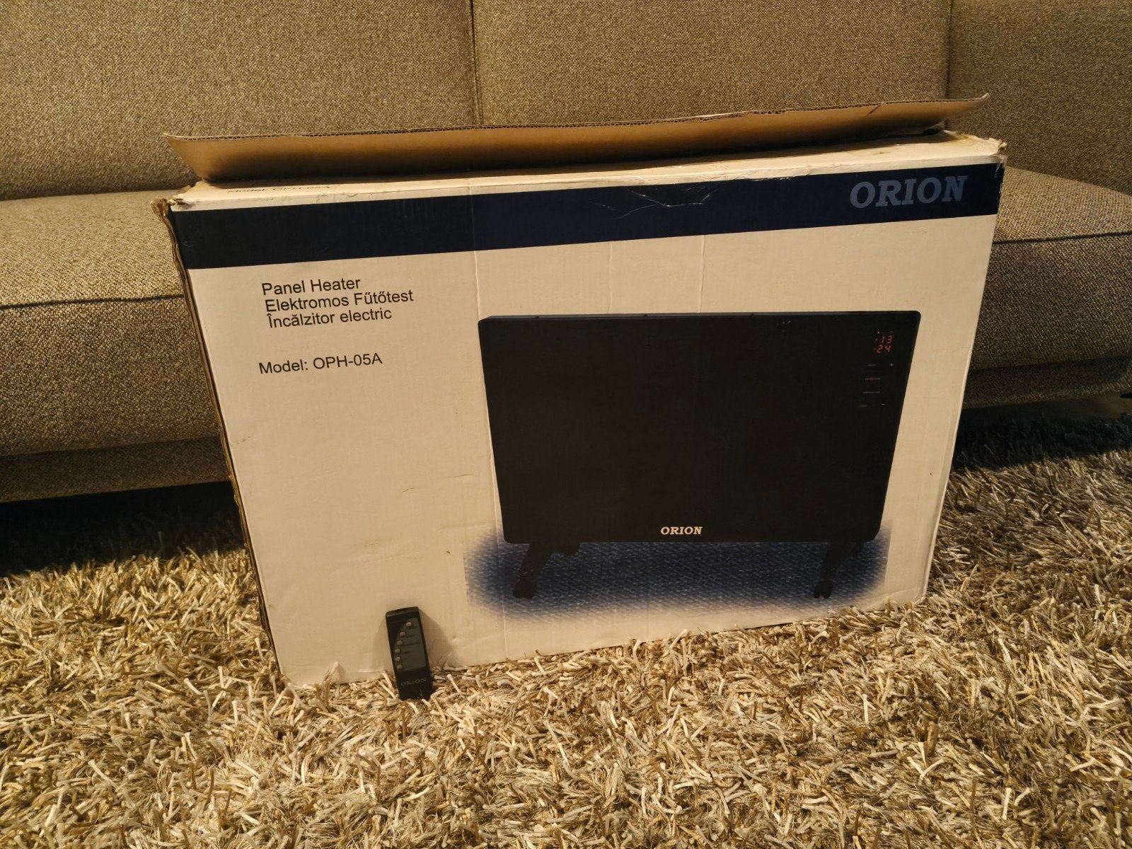Orion 2000W glaspaneel elektrische kachel met thermostaat, 30 tot 80 cm, Kachel, Ophalen of Verzenden, Zo goed als nieuw