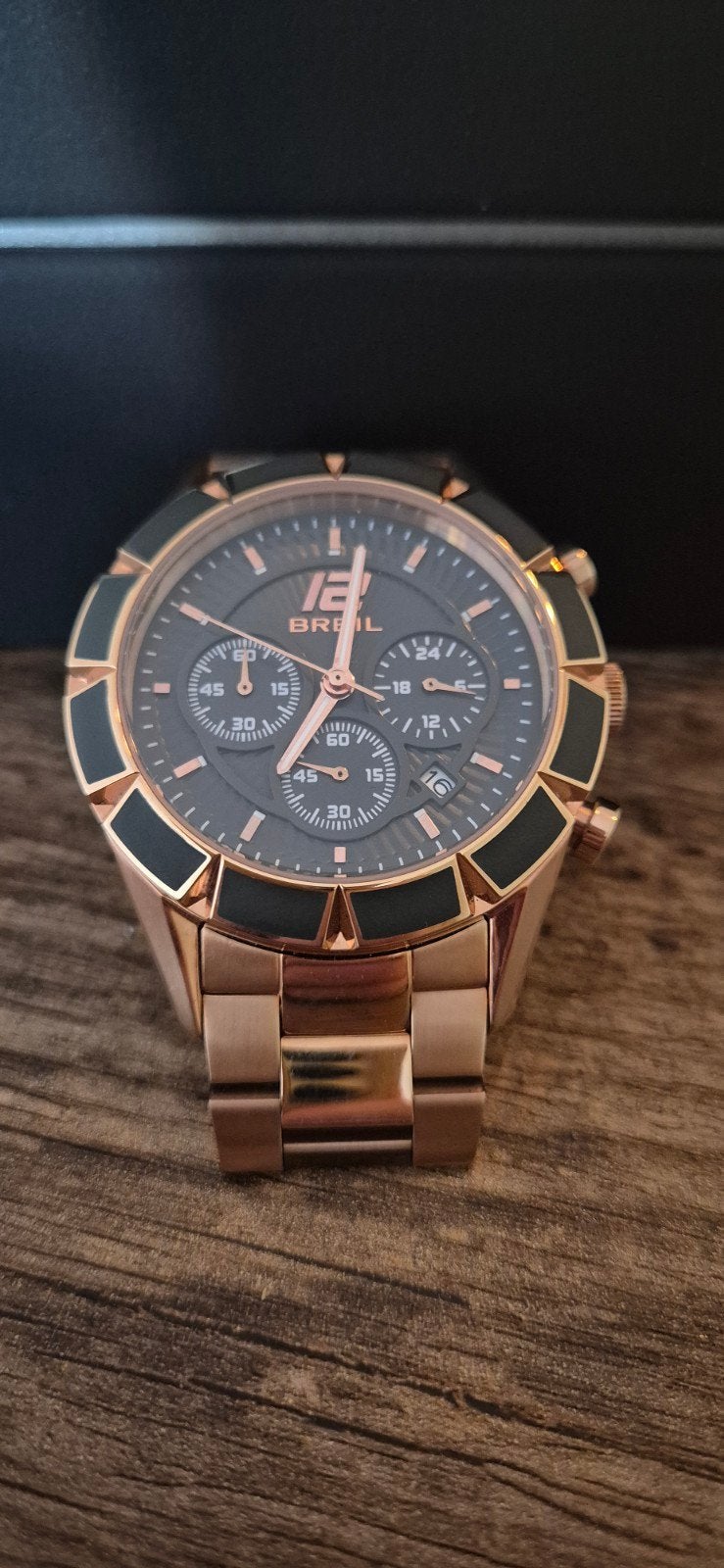 Stijlvol Breil horloge - Roségoud met zwarte accenten, Ophalen of Verzenden