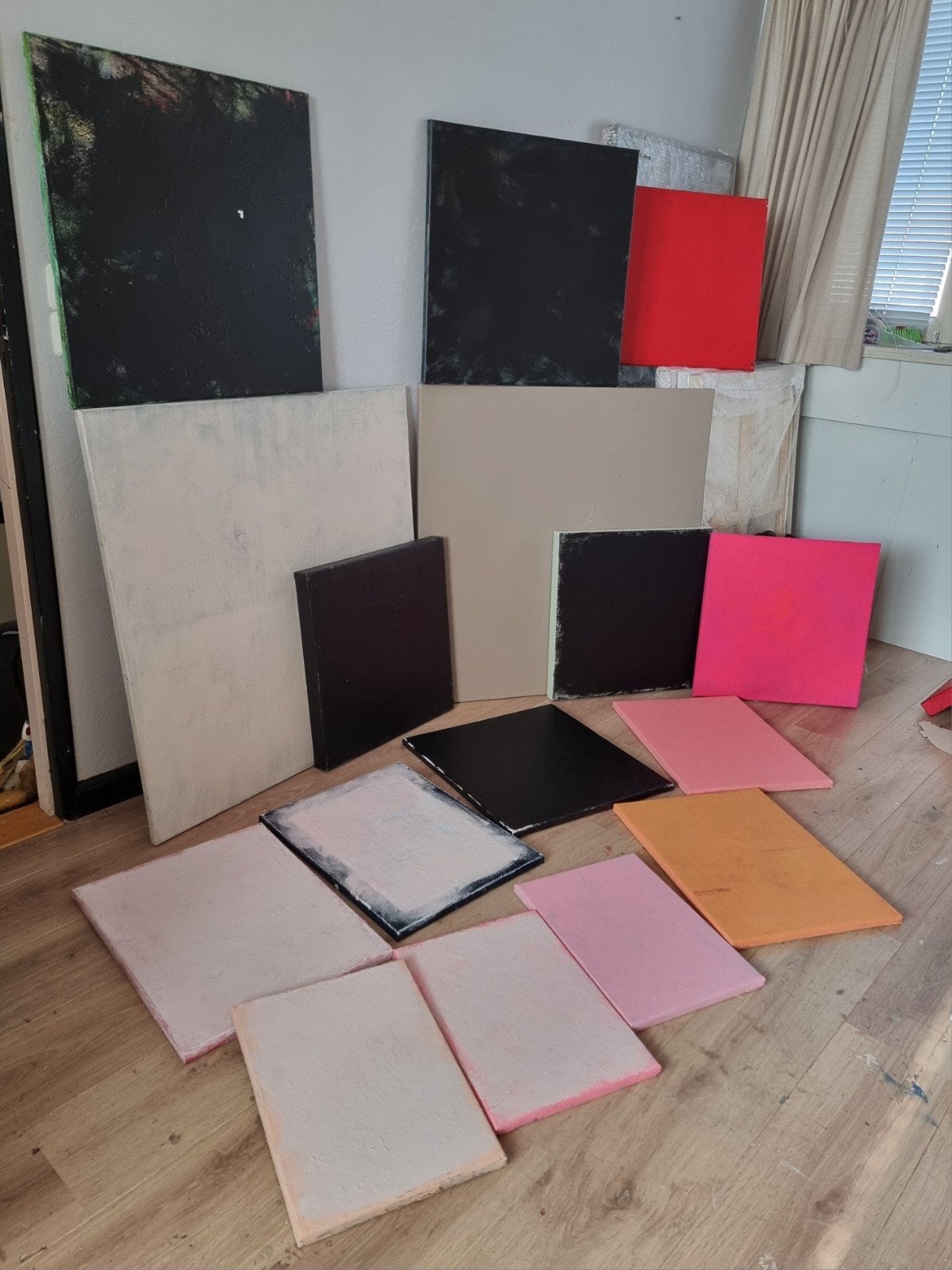 gebruikte schilders doeken + gesso en lijst, Ophalen, Gebruikt, Doek