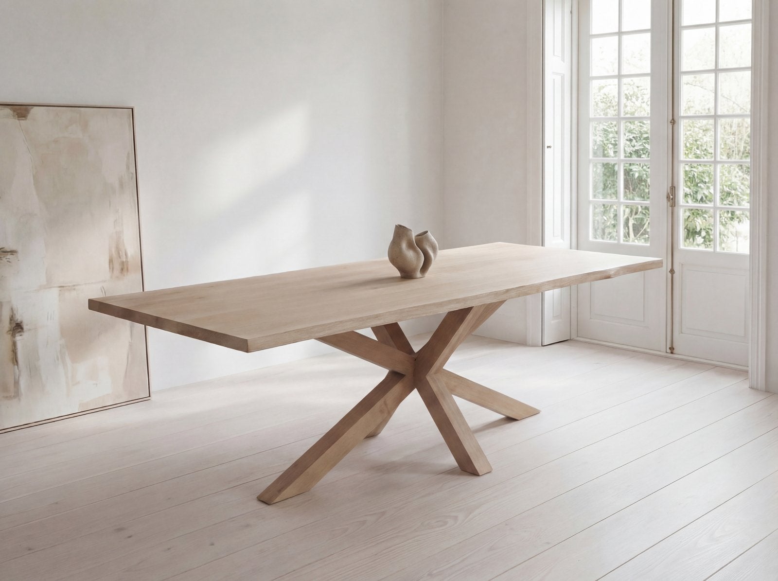 Eiken boomstam eettafel + eiken spinpoot eiken boomstamtafel, 100 tot 150 cm, Eikenhout, Eiken boomstam eettafel boomstam tafelblad boomstam