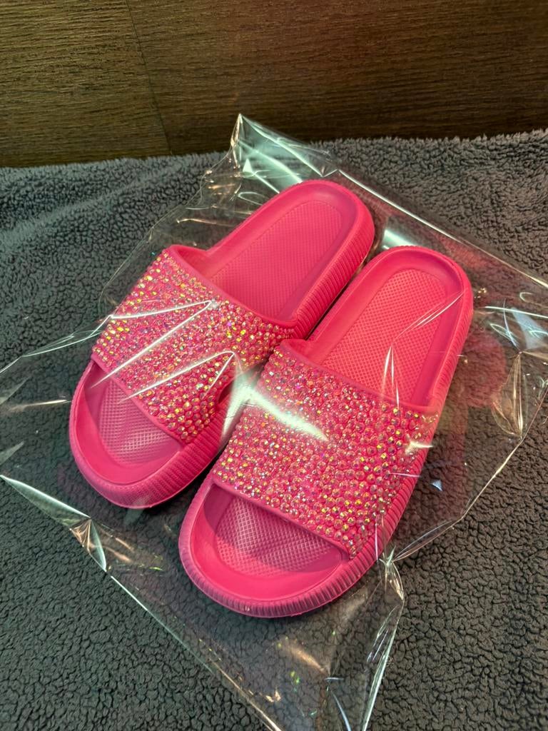 Felroze glitter slippers / badslippers  Nieuw & gaaf, Ophalen of Verzenden, Zo goed als nieuw