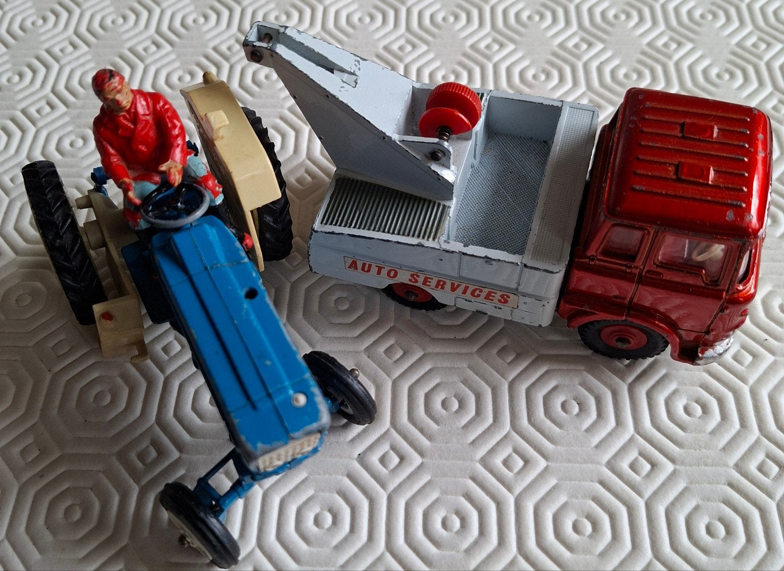 Dinky Toys metalen Tractor en Takelwagen - Vintage Speelgoed, Ophalen, Gebruikt, Overige typen