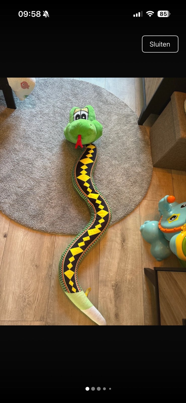 Grote Groene Slang Knuffel - Bananas Merk, Kinderen en Baby's, Speelgoed | Knuffels en Pluche, Ophalen, Overige merken, Overige karakters