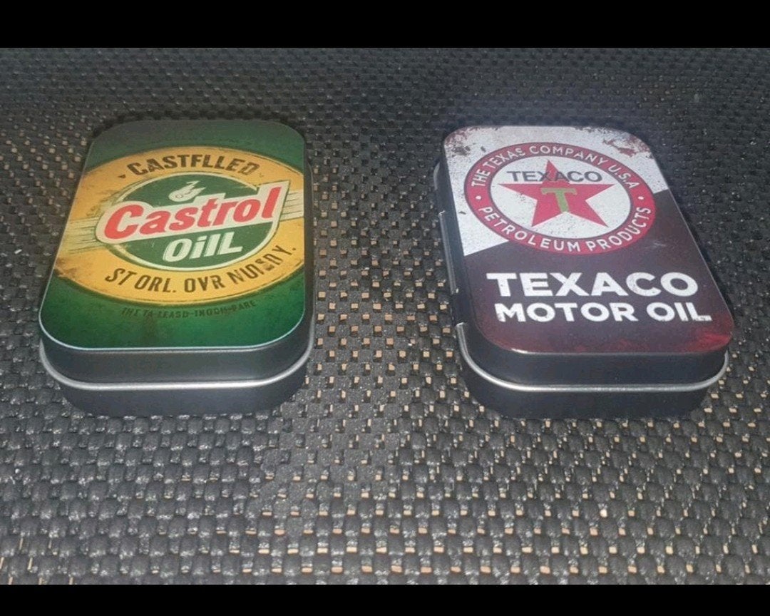 opbergblikjes texaco en castrol €7.50 per stuk, Verzamelen, Merken en Reclamevoorwerpen, Ophalen of Verzenden, Nieuw, Gebruiksvoorwerp