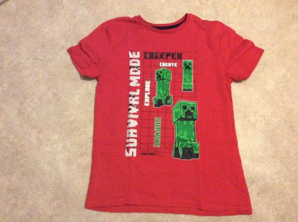 Mojang Minecraft shirt creeper "Survival mode" maat 152, Gebruikt, Mojang, Ophalen of Verzenden, Shirt of Longsleeve