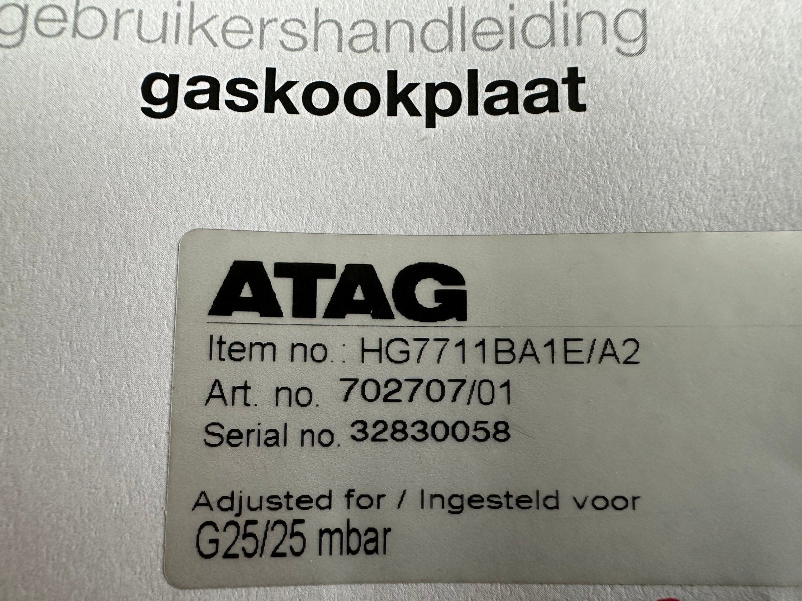 ATAG 5 pits gas kookplaat, Ophalen, Zo goed als nieuw, Inbouw, Gas