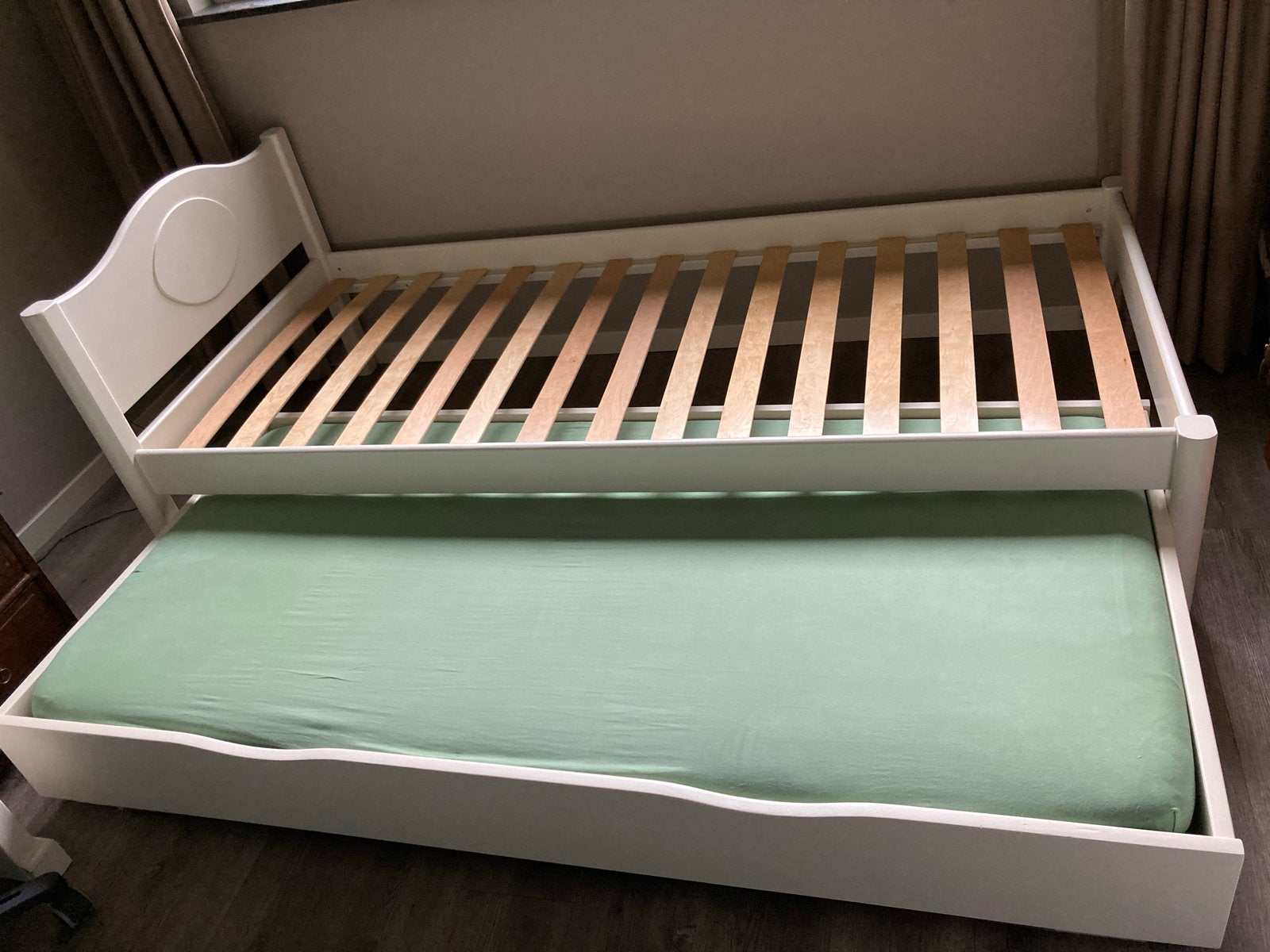 Small World Wit Houten Bed met Ondershuifbed (90x200), Ophalen, Gebruikt, 90 cm, Eenpersoons