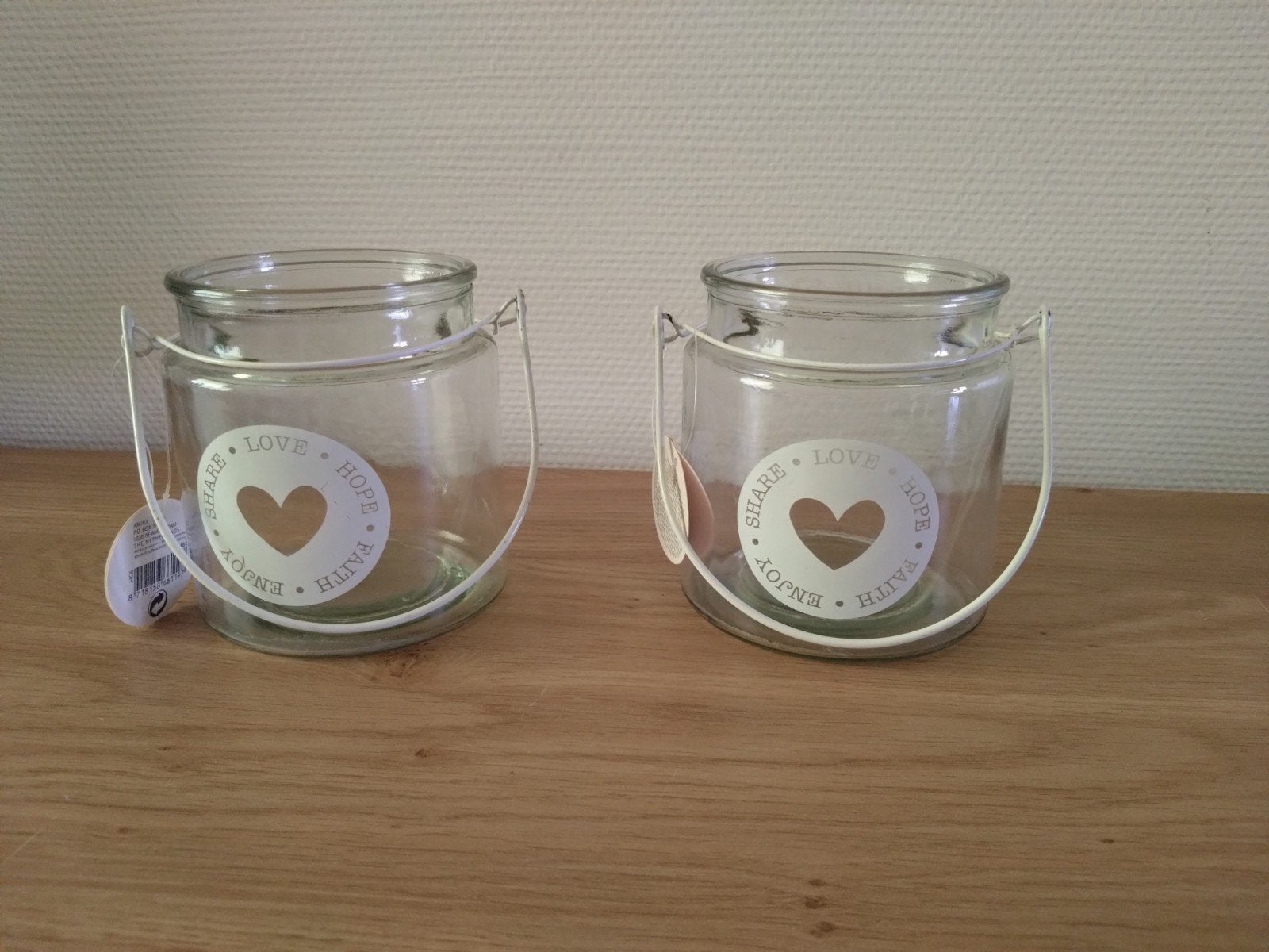 Twee glazen windlichten., Ophalen of Verzenden