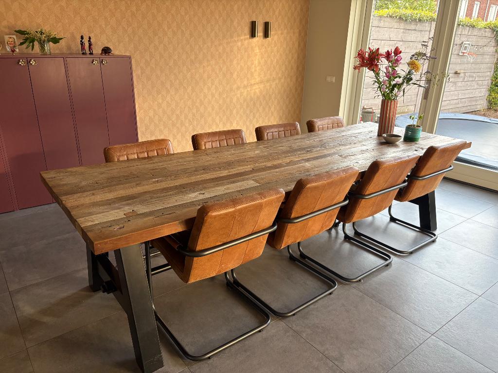 Eettafel en stoelen, Gebruikt, 100 tot 150 cm, 200 cm of meer, Vijf personen of meer