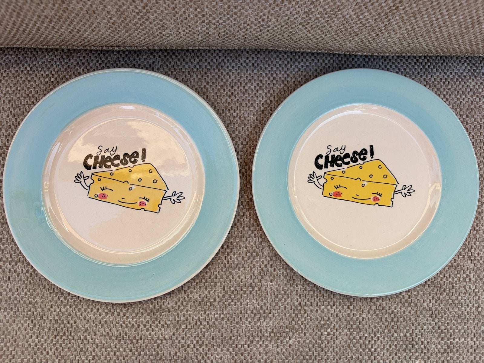 Gebaksbordjes blond, blauw 18 cm, Ophalen, Zo goed als nieuw