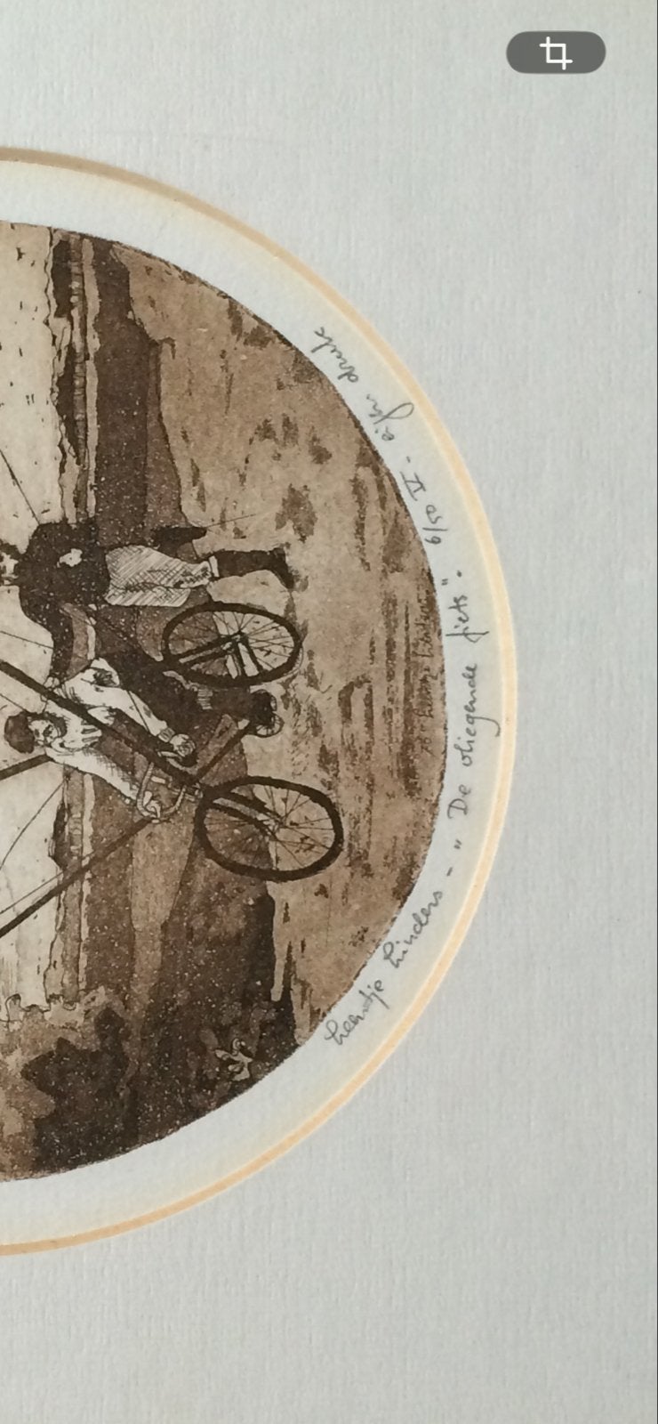 Leentje Linders - De vliegende fiets (Ets, 1979), Dagelijks leven, Ophalen of Verzenden, Gesigneerd, 1950 - 1999