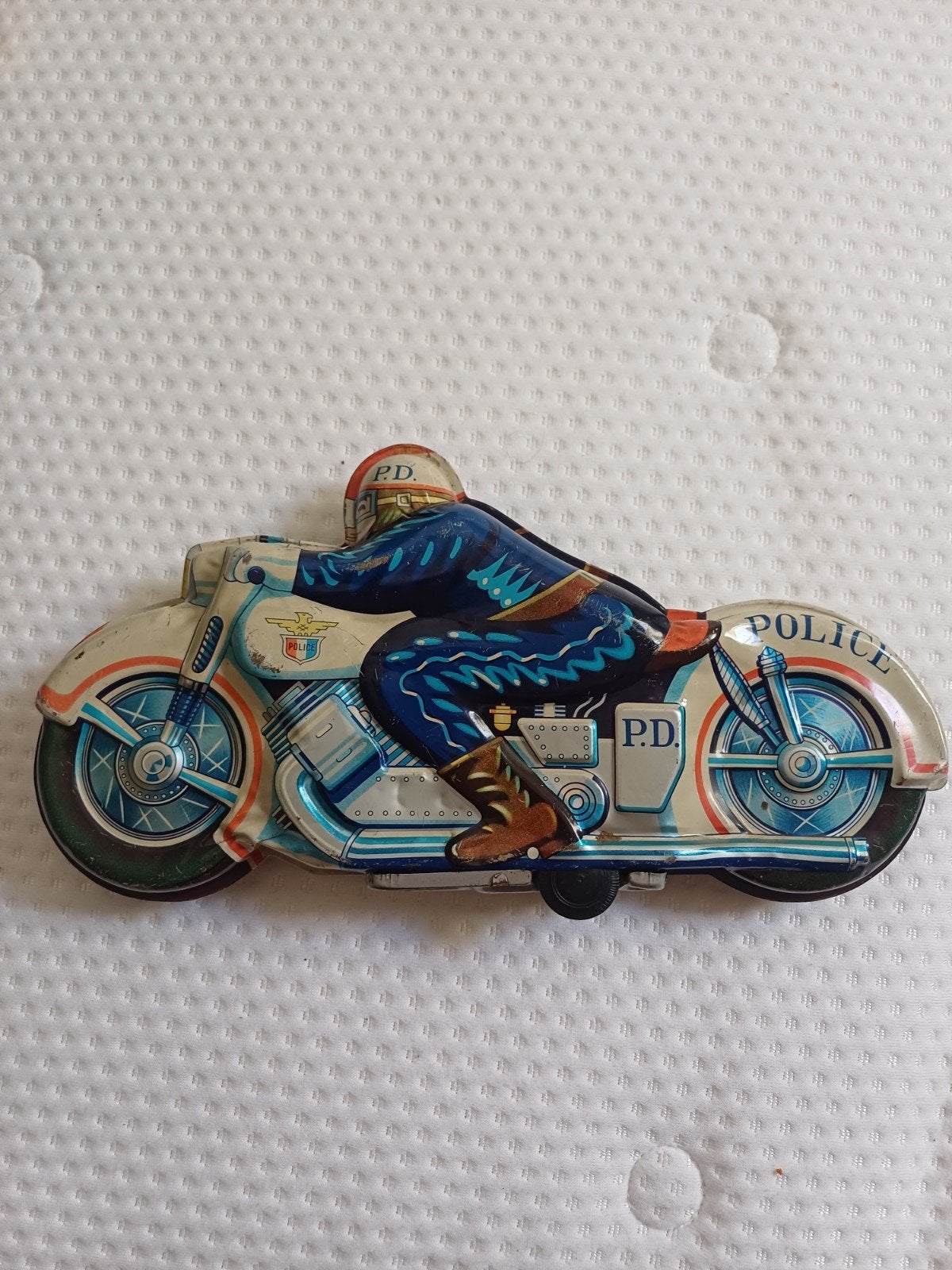 Vintage blikken speelgoed politiemotor, Verzamelen, Ophalen of Verzenden, Gebruikt