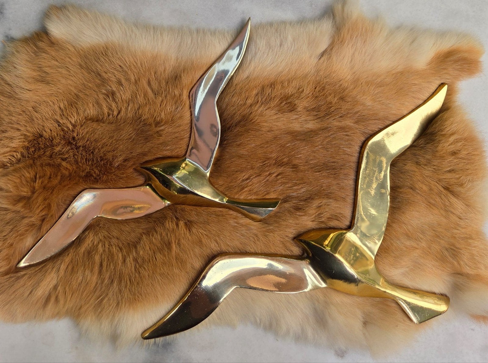 Set vintage messing wandvogels / meeuwen - Jaren 60/70, Ophalen of Verzenden