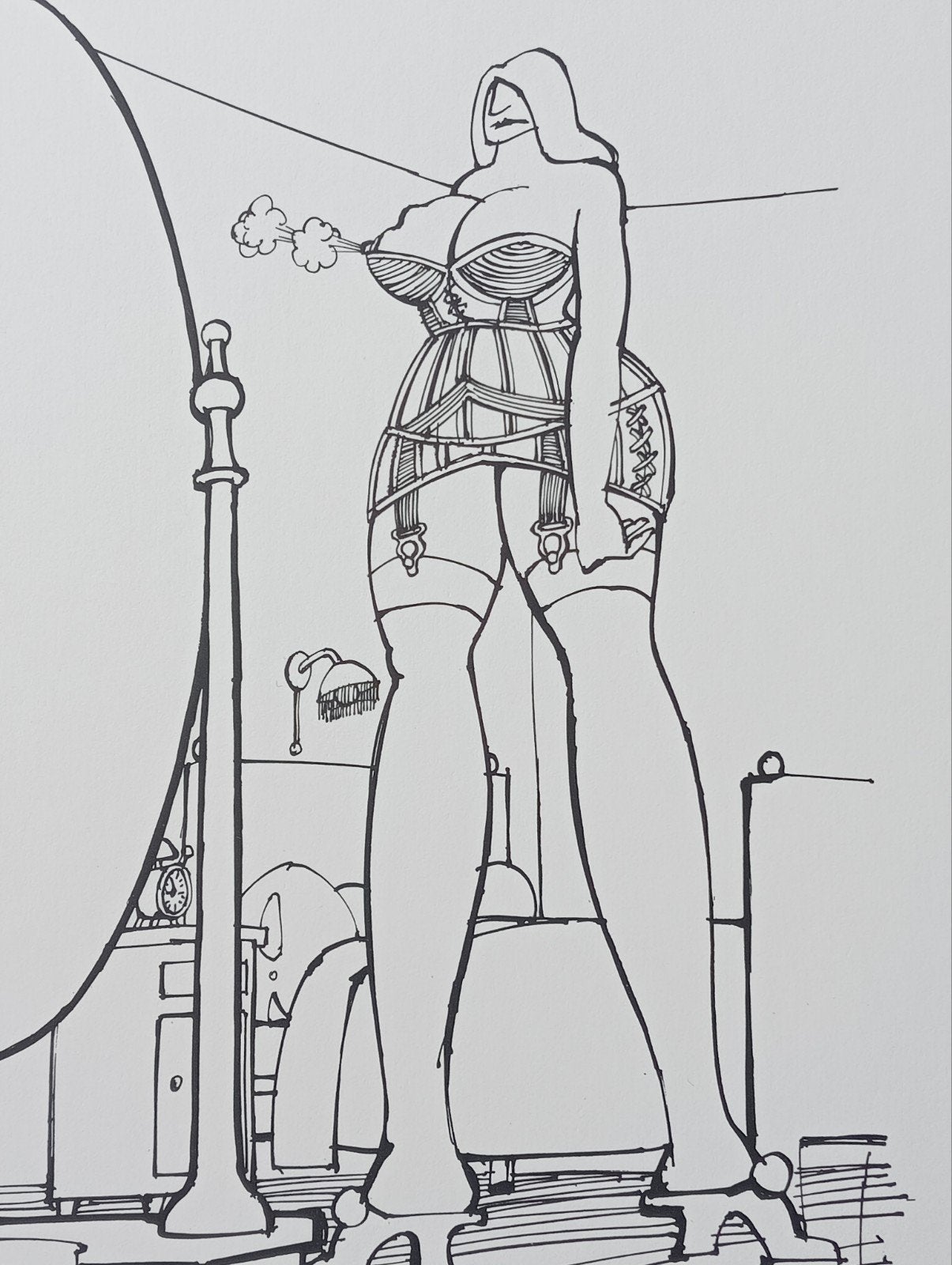 Yrrah spotprent cartoon Plastische Chirurgie naakt erotiek, Ophalen of Verzenden, Voor 1940, Gebruikt