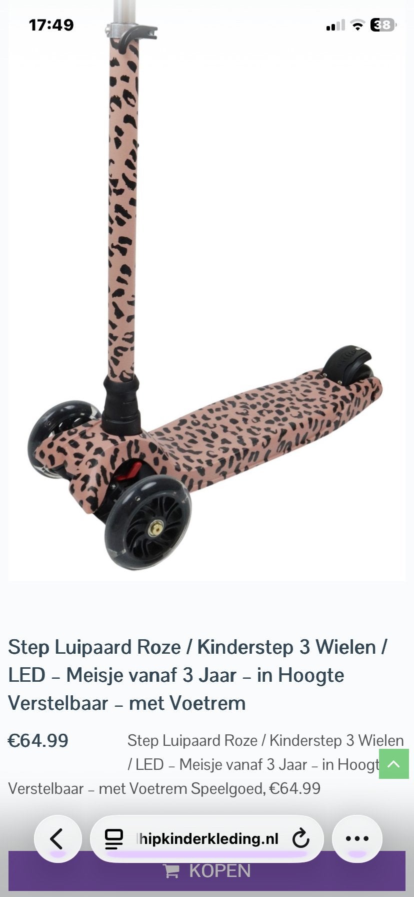 Kinderstep van van Pauline met 3 (LED) wielen, Ophalen of Verzenden, Gebruikt, Gewone step