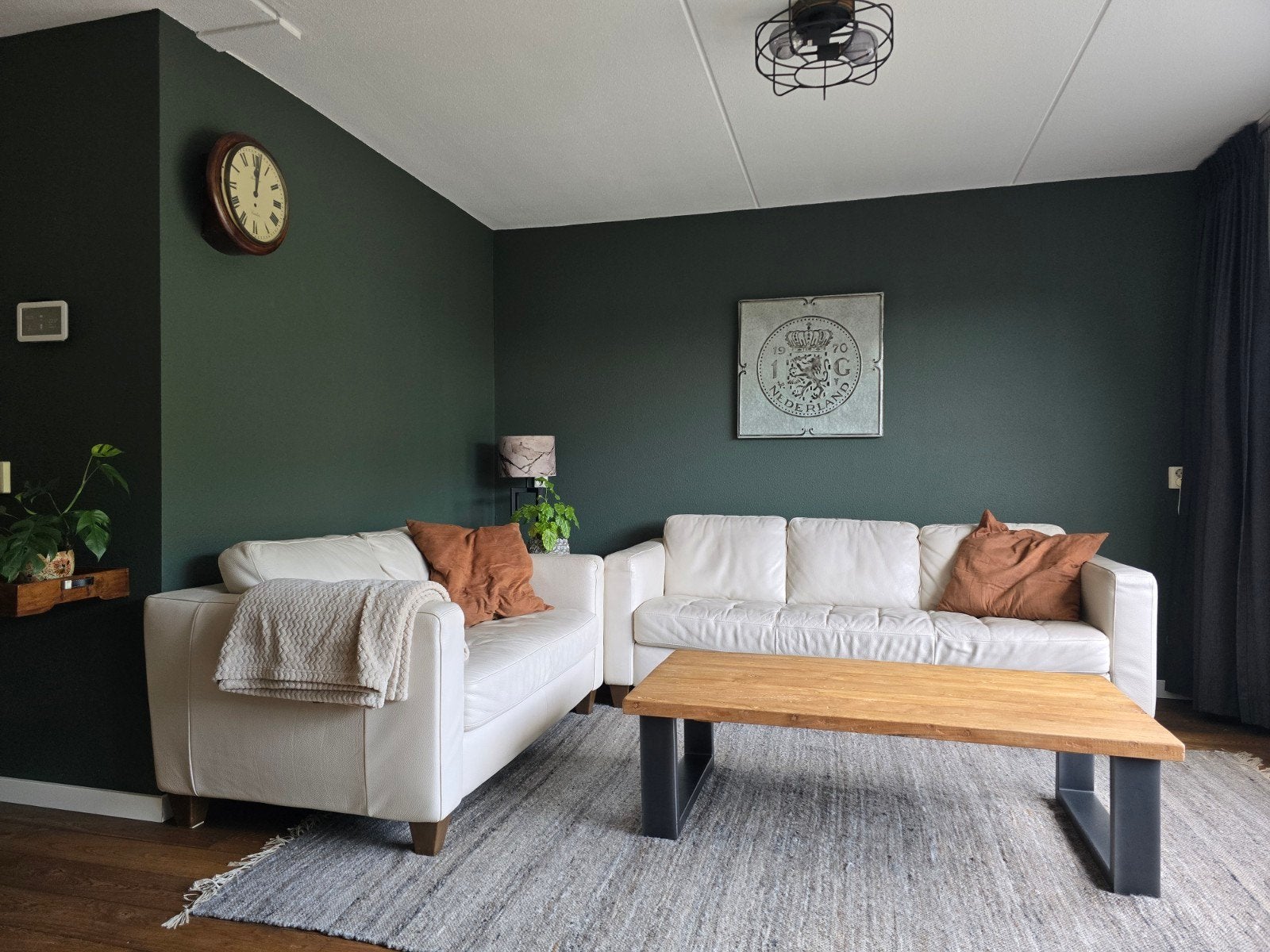 Creme leren Natuzzi bankstel, Ophalen, Gebruikt