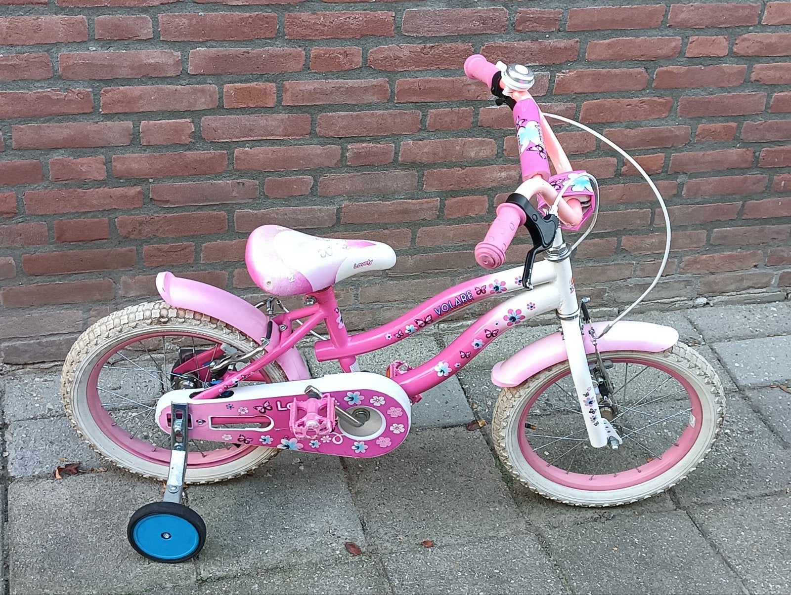 16 inch volare lovely kinderfiets met zijwieltjes, Ophalen, Gebruikt, 16 tot 20 inch, Zijwieltjes