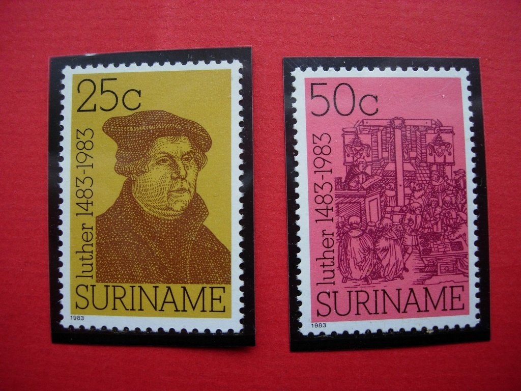 Republiek Suriname Maarten Luther -1383-1983, Postzegels en Munten, Verzenden, Postfris