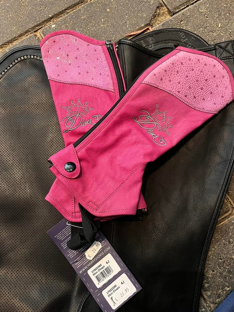 Mini chaps Roze Diva met leuk accenten, zie beschrijving, Ophalen of Verzenden, Nieuw