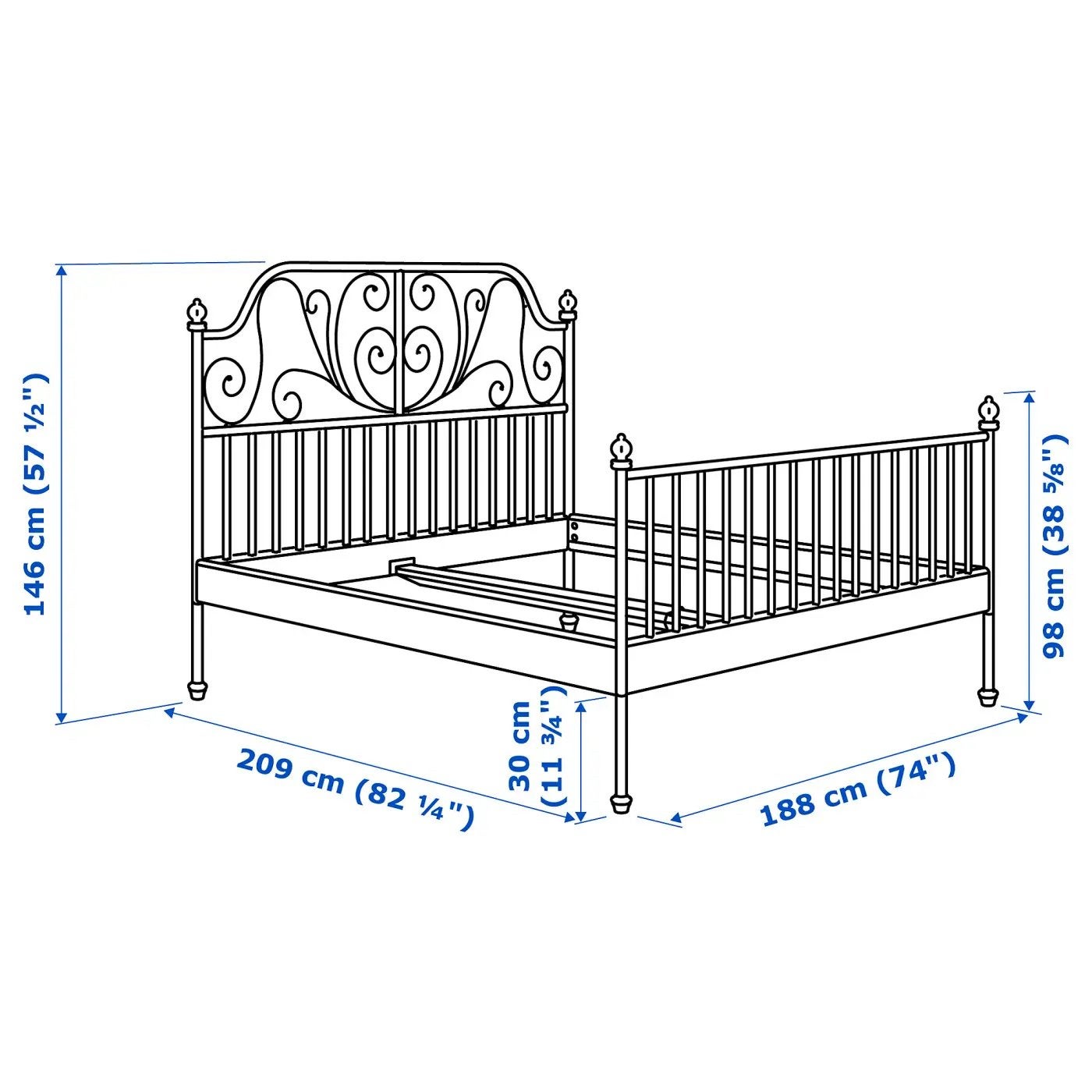 Leirvik 16739 - Bed FRAME ONLY - Schroeven ontbreken, Huis en Inrichting, Ophalen, Eenpersoons, 140 cm, Zo goed als nieuw