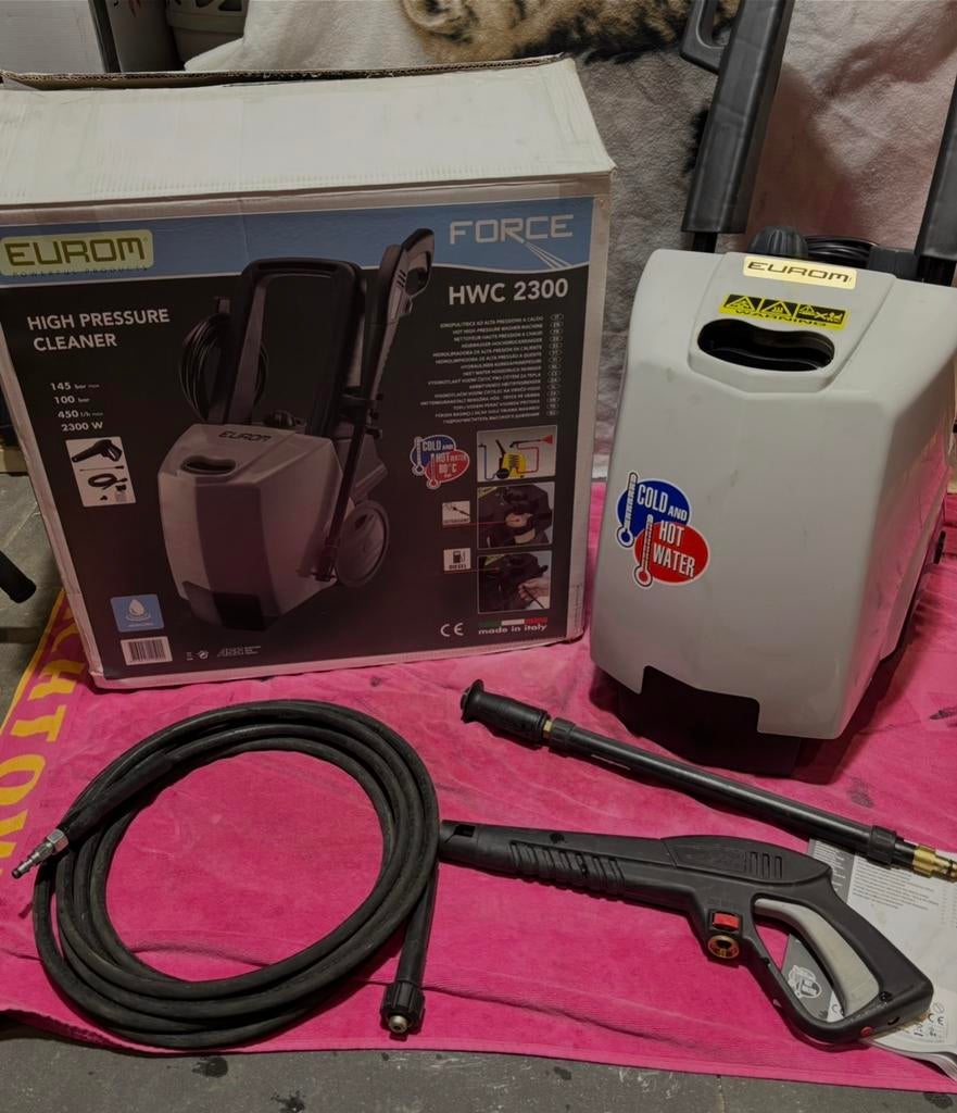 EUROM Force HWC 2300 Heetwater hogedrukreiniger - 2300W -, Tuin en Terras, Hogedrukreinigers, Ophalen of Verzenden, Zo goed als nieuw