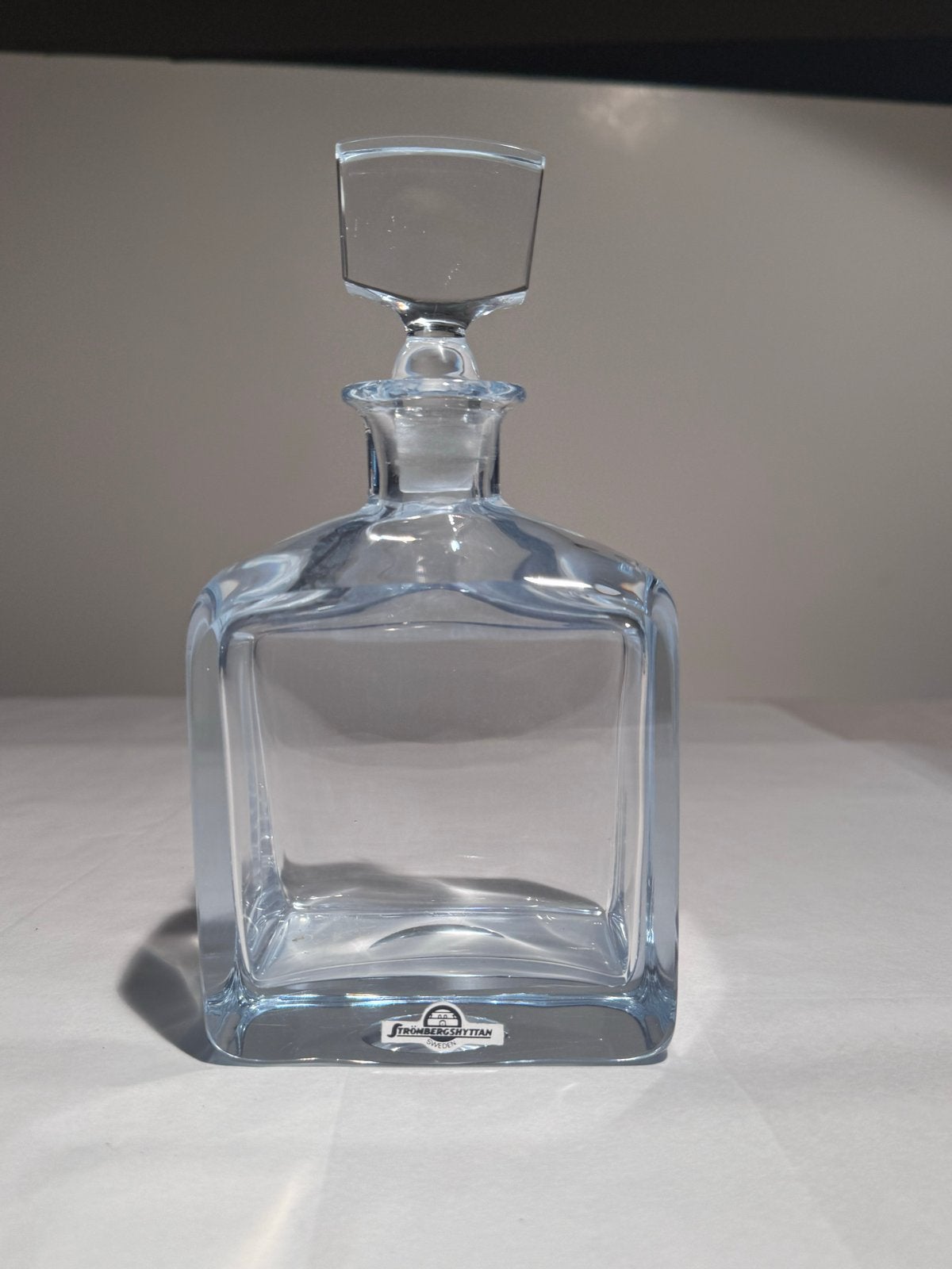 Strömbergshyttan kristallen whisky-/cognackaraf, blauw getin, Ophalen of Verzenden