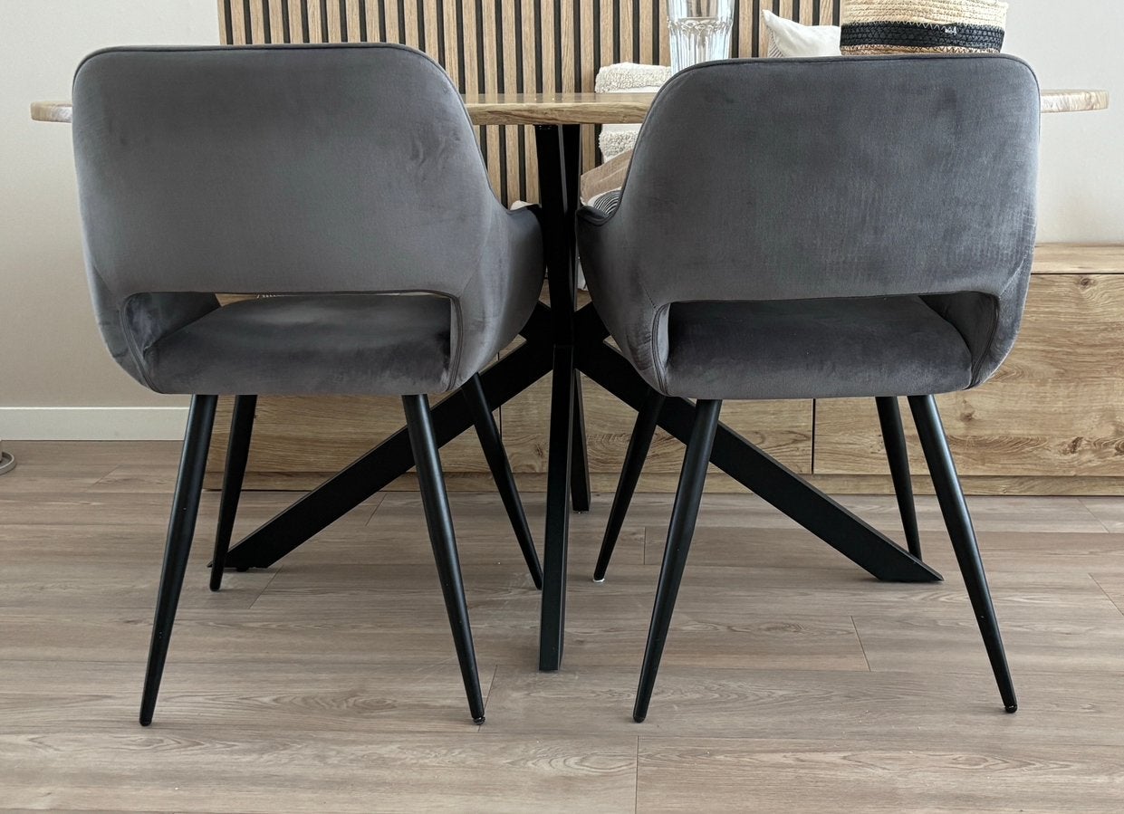 Set van 2 eetkamer kuip stoel met beige hoes, Huis en Inrichting, Stoelen, Ophalen, Twee, Overige kleuren, Zo goed als nieuw