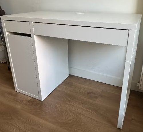 WHITE DESK - MICKE IKEA, Ophalen, 105 cm, Scandinavisch, Hout