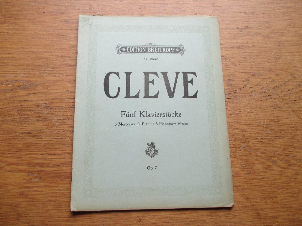 Halfdan Cleve - Fünf Klavierstücke Op. 7 (Pianomuziek), Gebruikt, Klassiek, Ophalen of Verzenden, Artiest of Componist