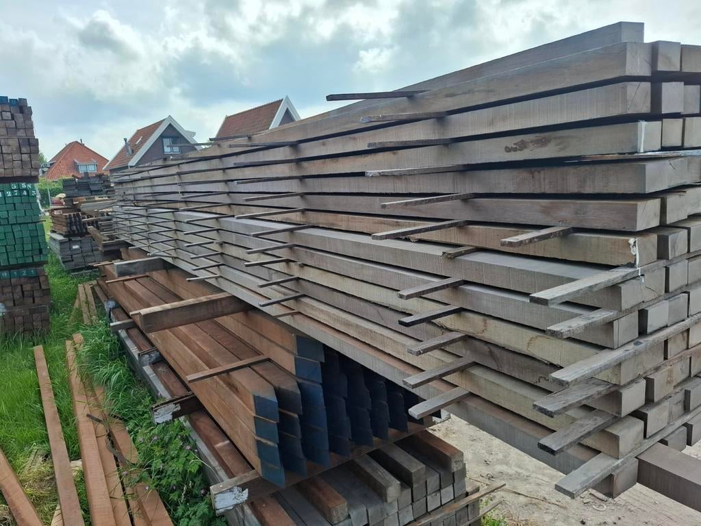 Hardhout palen balken onderleggers 5 m bezorgen mogelijk, Ophalen, Nieuw, Hardhout, 250 cm of meer