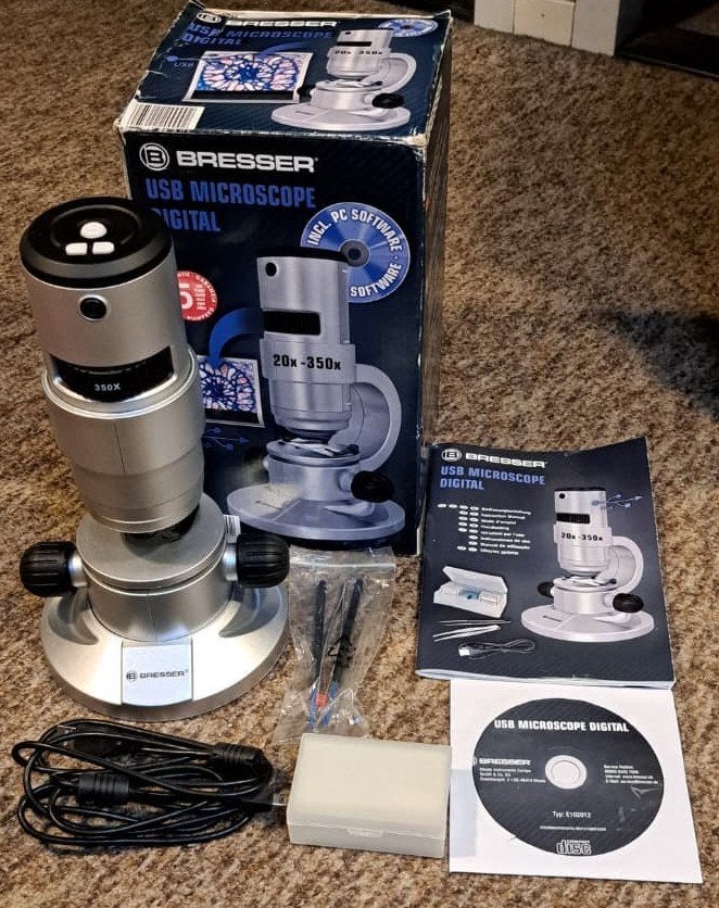 Bresser USB Digitale Microscoop 20x-350x met PC Software, Ophalen, Zo goed als nieuw, Minder dan 400x