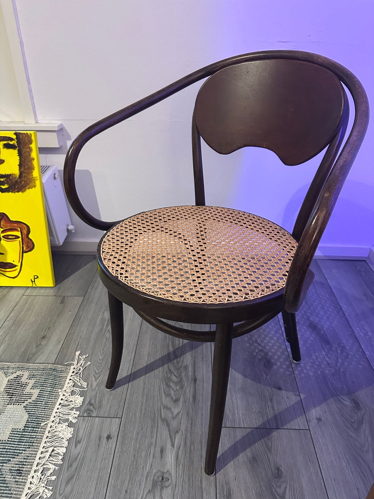 Vintage Thonet 209/B9 armstoel ZPM Radomsko nieuw gevlochten, Ophalen