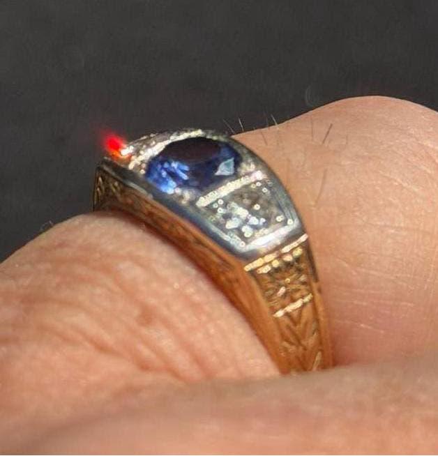 18 karaat gouden ring met natuurlijke diamant en tanzaniet!, 18 tot 19, Ophalen of Verzenden, Dame of Heer, Met edelsteen