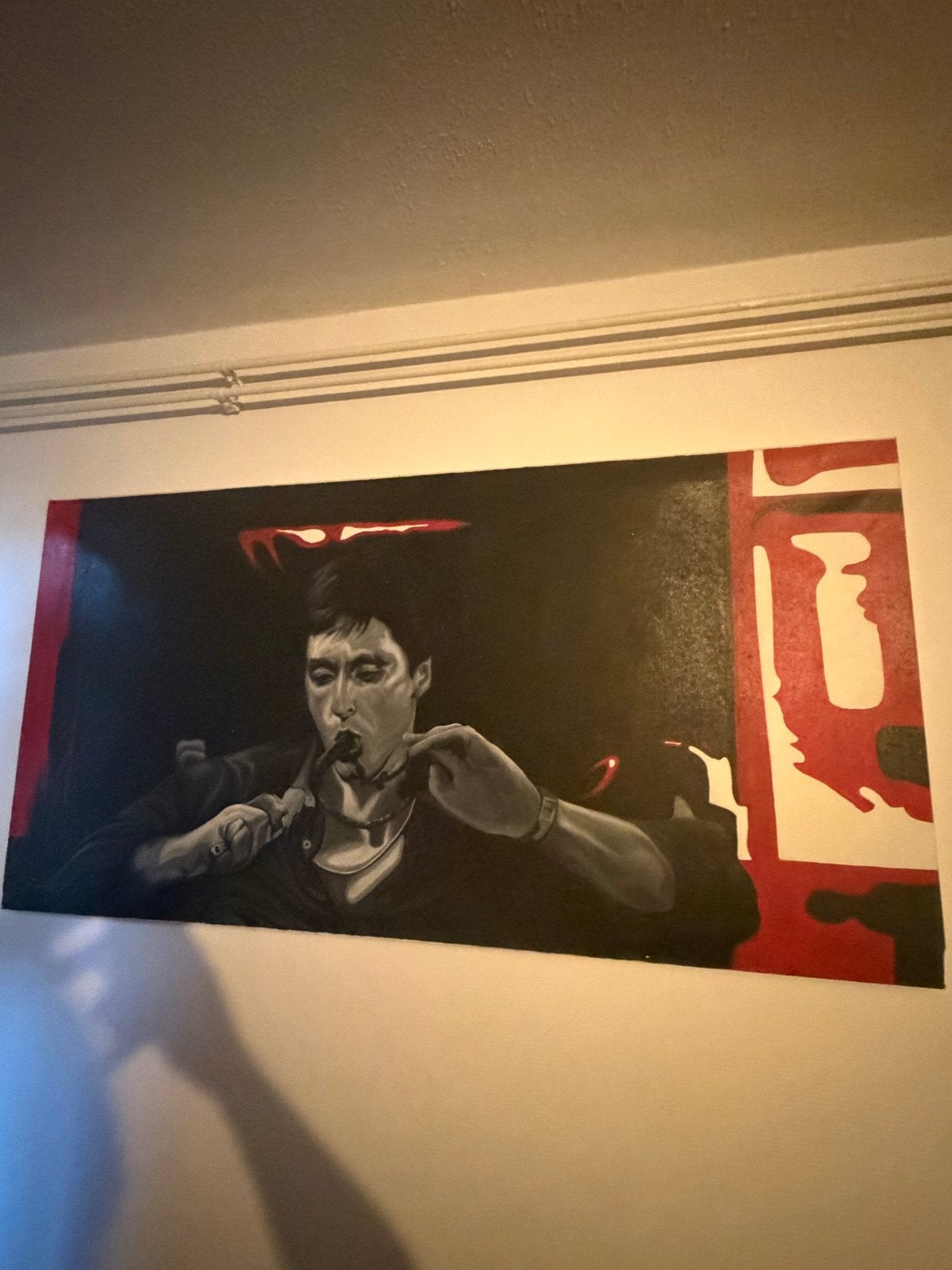 Handgeschilderd Scarface Schilderij (Jaren '80 Editie), Antiek en Kunst, Ophalen of Verzenden, Handgeschilderd, Film