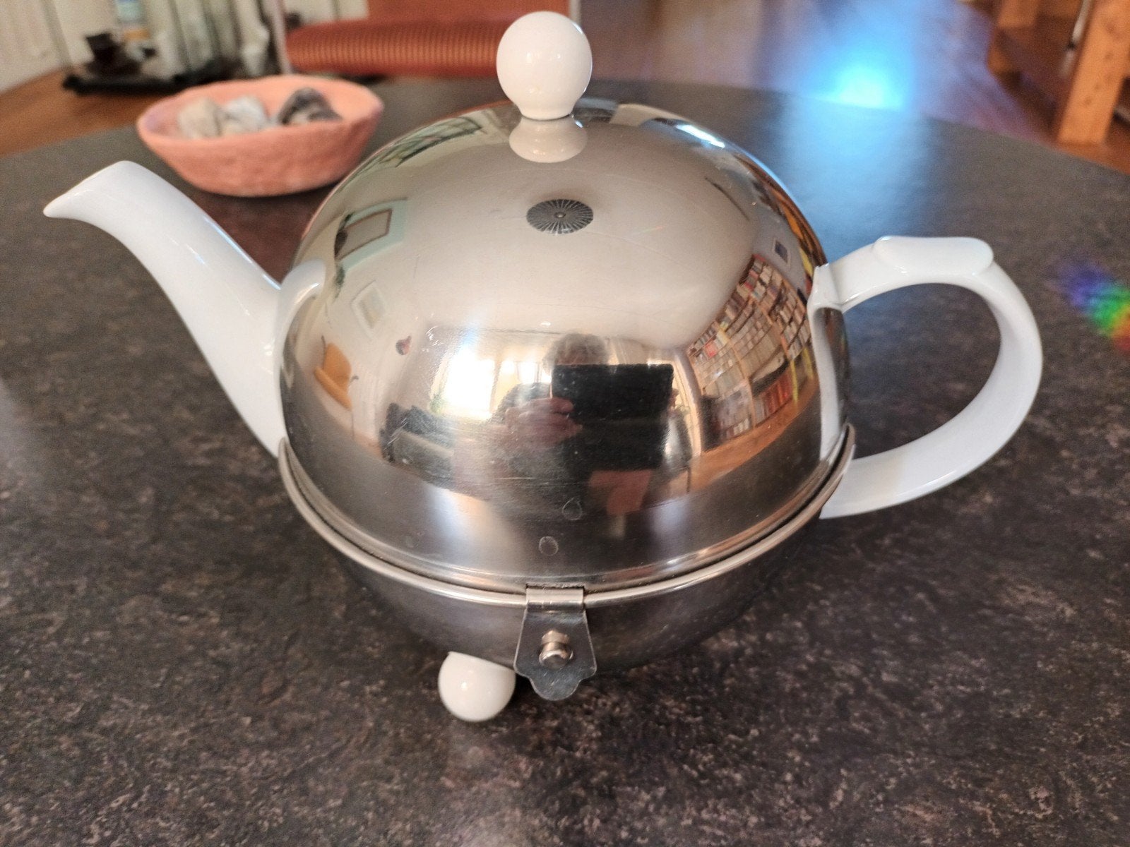 Thermothe INOX 18/8 - wit/chroom theepot, Ophalen of Verzenden, Zo goed als nieuw