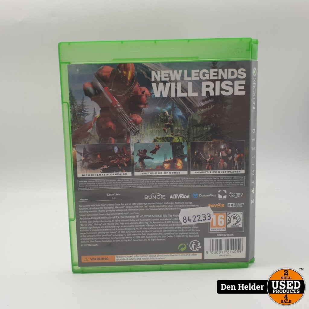 Destiny 2 Microsoft Xbox One Game - In Nette Staat, Microsoft, Gebruikt, Support@microsoft.com, Microsoft Corporation
One Microsoft Way
Redmond, WA 98052-6399
USA