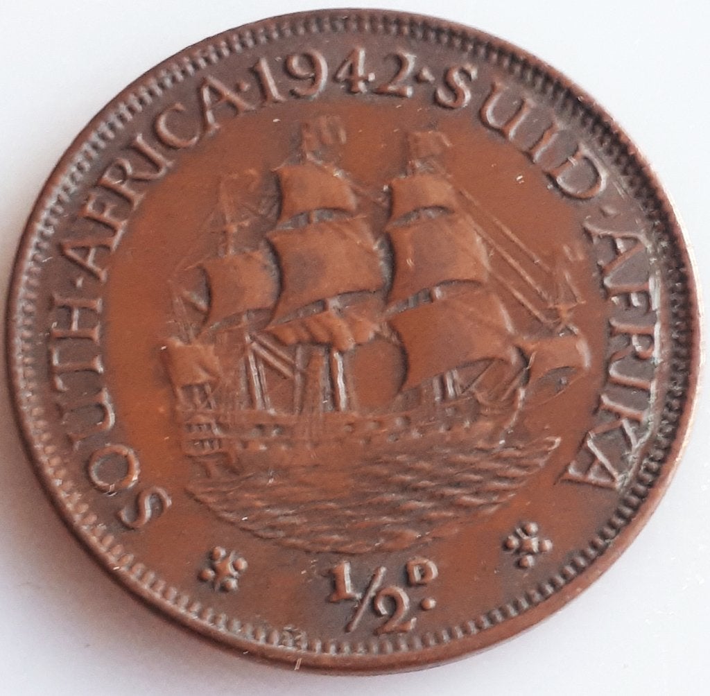 ZUID-AFRIKA : 1/2 PENNY 1942 KM 24, Ophalen of Verzenden, Zuid-Afrika, Losse munt