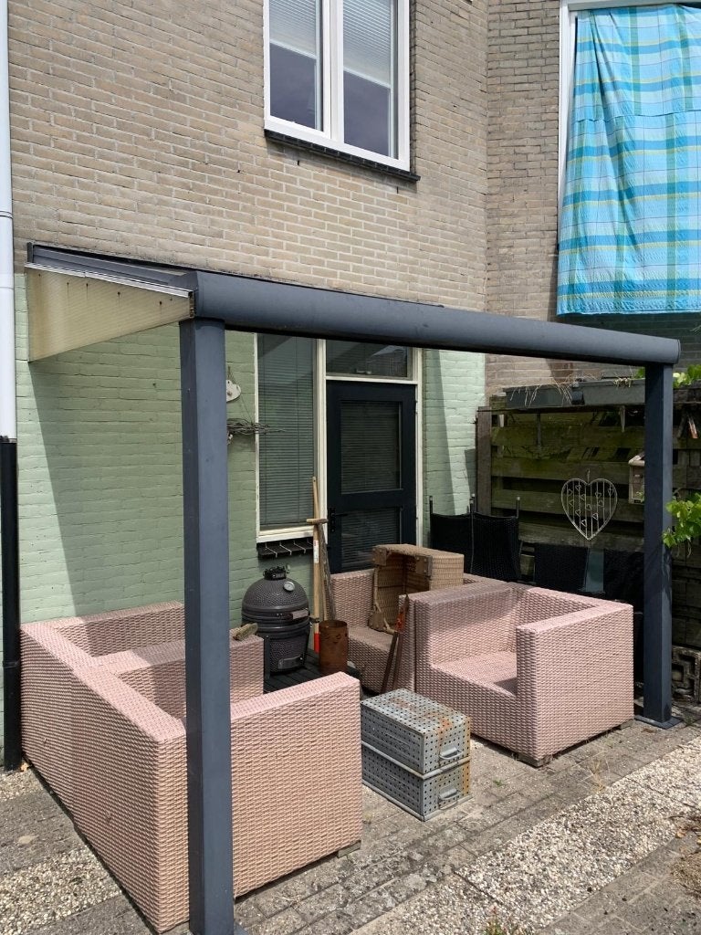 Terras overkapping antraciet met verlichting, Tuin en Terras, Overkappingen, Ophalen, Gebruikt, Veranda