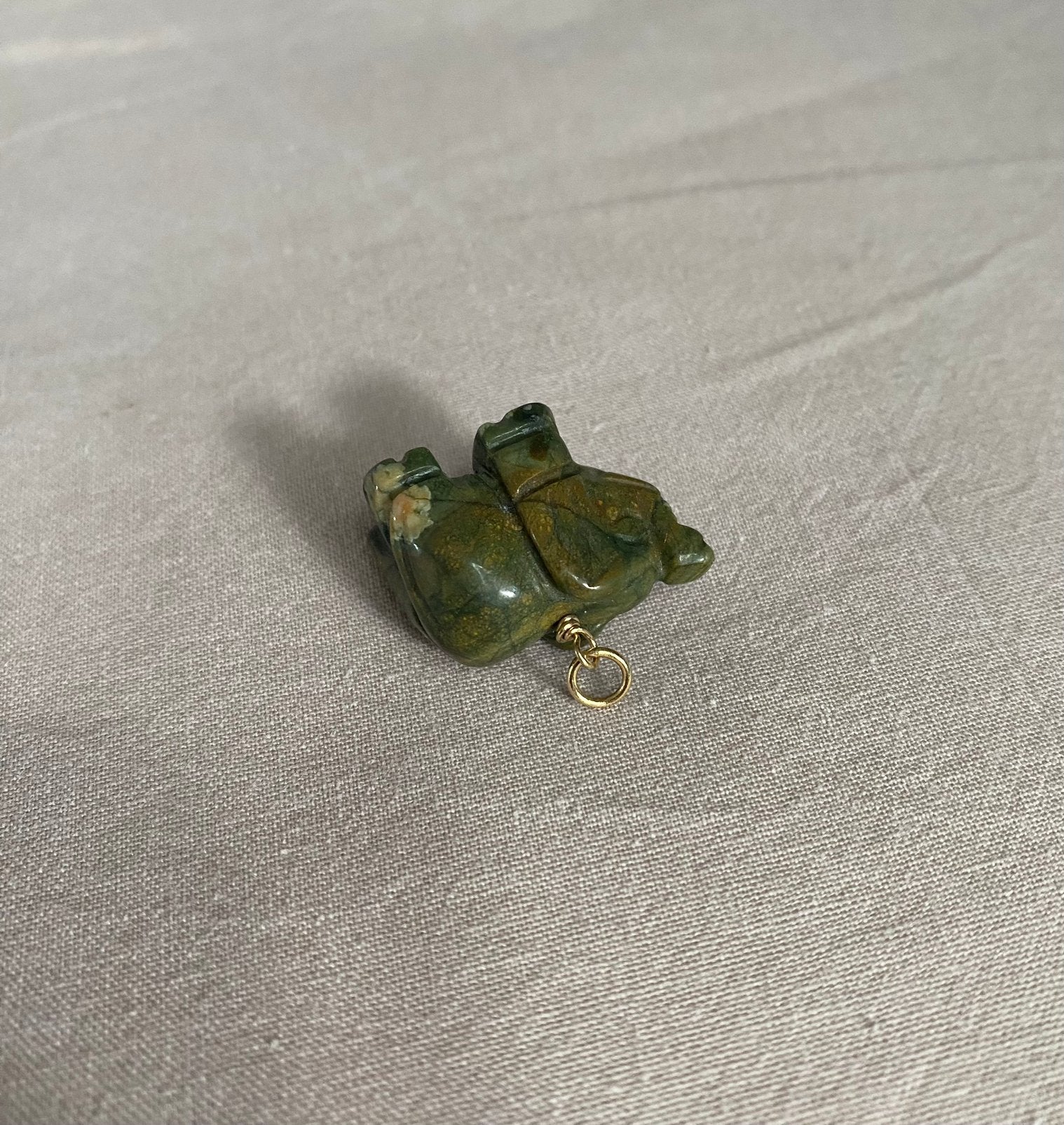 Jade steen olifant hanger 14k goud, Verzenden, Zo goed als nieuw, Goud, Overige merken