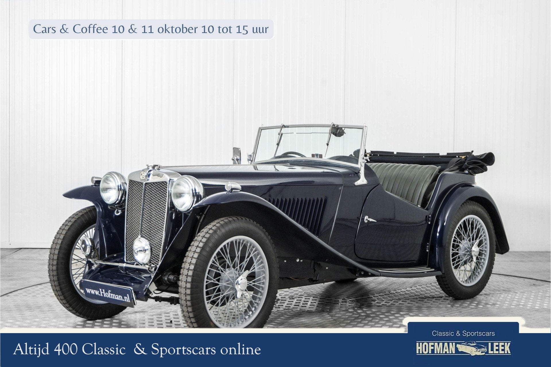 MG TA (bj 1938), Auto's, 4 cilinders, Cabriolet, Blauw, Bedrijf